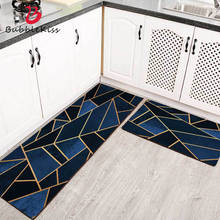 Alfombrilla de cocina con estampado de burbujas para el hogar, alfombra moderna con estampado geométrico azul de tira larga para decoración del hogar, ideal para sala de estar, almohadillas antideslizantes personalizadas para los pies 2024 - compra barato