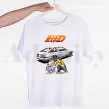 Футболка мужская с коротким рукавом, модная Повседневная рубашка с рисунком инициала дрейфа в японском аниме AE86, топ с круглым вырезом, на лето 2024 - купить недорого