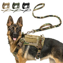 Arnês de cão tático militar k9 trabalhando colete de cão de estimação com alça náilon bungee trela do cão lead training para cães médios grandes 2024 - compre barato