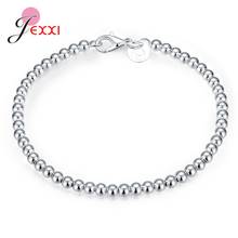 Pulsera de cuentas de plata esterlina 925 para mujer y niña, pulsera hecha a mano con cuentas redondas grandes, joyería de moda, 4MM 2024 - compra barato