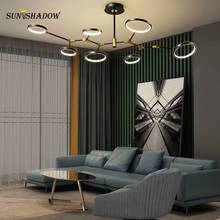 Lustre luminoso led de luxo para sala de estar, sala de jantar, lustre moderno minimalista para teto, iluminação preta 2024 - compre barato