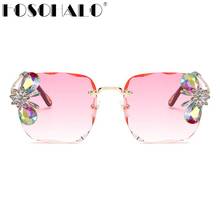 Diamond Sunglasses Women 2020 Vintage Square Rimless Glasses Rhinestone Sunglasses Women Luxury Brand Vintage Shades Oculos 2024 - buy cheap