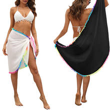 Traje de baño informal bohemio para mujer, Túnica colorida con borlas, falda de Sarong, traje de baño Sexy, ropa de playa 2024 - compra barato