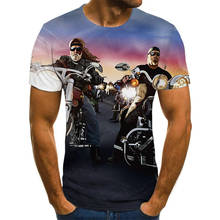 Verão 2021 nova motocicleta impressão 3d rua hip-hop camiseta tamanho grande solto 110-6xl em torno do pescoço das crianças mangas curtas 2024 - compre barato