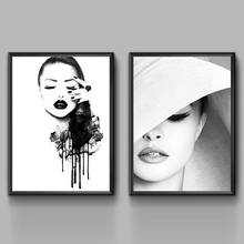 Fashion Woman Wall Art Canvas Painting Black and White Nordic Posters And Prints Glamour Wall Pictures For Living Room Decor 2024 - buy cheap