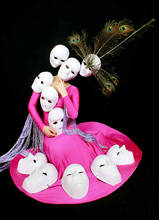 Bar cantor convidado traje de dança comercial rosa halloween vestido festa máscara desempenho traje 2024 - compre barato