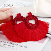 BLINLA Vintage Bohemian Tassel Big Drop Earrings for Women 2020 Fashion Jewelry Red Silk Fabric Fringe Dangle Earrings Statement 2024 - buy cheap