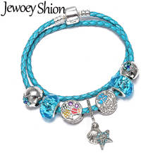 Jewoey shion nova chegada verão tartaruga de vidro estrela do mar cavalo grânulo apto marca charme pulseira diy azul oceano série jóias presente 2024 - compre barato