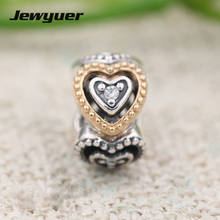 Autumn collection Celebration of Love charm 925 sterling silver jewelry golden heart charm fit beads bracelets diy Memnon GD096 2024 - buy cheap