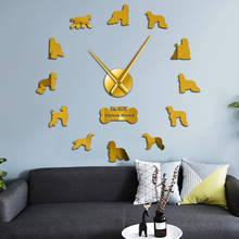 Reloj de pared grande decorativo para mascotas, pegatinas de arte de pared con movimiento silencioso, para cachorros, perro de raza de perro afgana 2024 - compra barato