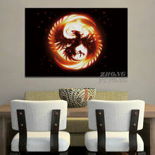 Phoenix Magic Fire Bird Fantasy Living Room Home Wall Art Decor Wood Frame Canvas Poster 2024 - buy cheap