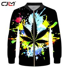 CJLM-Chaqueta blanca y negra con estampado 3D de hojas de pintura para hombre, Tops geniales, Chaqueta larga para correr de gran tamaño, novedad de 2020 2024 - compra barato