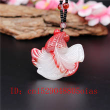 Natural Red White Chinese Jade Goldfish Pendant Beads Necklace Charm Jadeite Jewellery Fashion Carved Amulet Gifts for Women 2024 - buy cheap