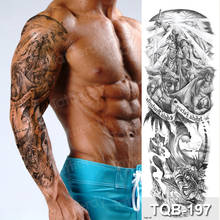 Tatuajes Temporales grandes para hombres, Mangas de tatuaje, brazo falso, hombro, tatuajes mecánicos, manga larga, adhesivo decorativo para el cuerpo negro 2024 - compra barato