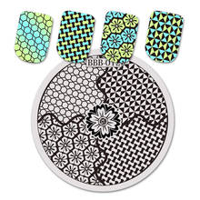 Трафареты BeautyBigBang для стемпинга 5,6 см, круглые геометрические рисунки для ногтевого дизайна, винтажные пластины для стемпинга из нержавеюще... 2024 - купить недорого