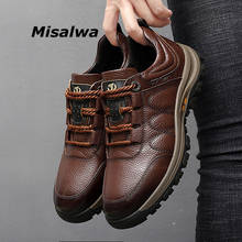 Misalwa tênis de couro bovino genuíno, sapato masculino confortável para trabalho, calçados casuais para o outono 2024 - compre barato
