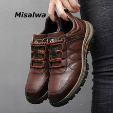 Misalwa Genuine Cow Leather Shoes for Men Outdoor Wear-resistant Work Shoes Casual Sneakers Men Footwear Autumn Comfortable 2024 - buy cheap