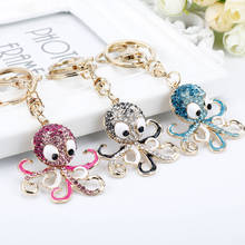 Rhinestone Octopus Pendant Keychain Jewelry Cute Cartoon Crystal Keyring Ocean Animal Key Chain Girl Handbag Purse Accessories 2024 - buy cheap