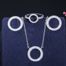 Pendientes de plata de ley 925 con circonita AAA, conjunto de joyería de lujo, collar, anillo, regalo de compromiso y boda 2024 - compra barato