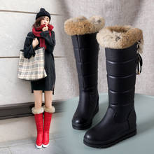 Bota de neve feminina, calçado com plataforma alta (cano alto sobre o joelho) de pelúcia para mulheres, quente para o inverno 2019 2024 - compre barato