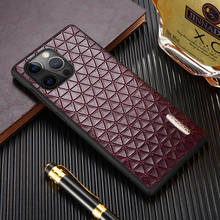 Genuine Leather Phone Case for iPhone 13 Pro Max 12 Mini 12 11 Pro Max X XR XS Max 6 5s 6S 7 8 Plus SE 2020 Triangle Grain Cover 2024 - buy cheap