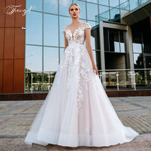 Traugel Illusion Scoop A Line Lace Wedding Dresses Elegant Cap Sleeve Bridal Dress Court Train Wedding Gowns for Bride Plus Size 2024 - buy cheap
