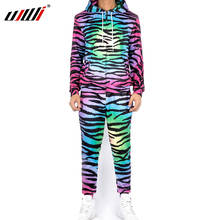 UJWI Colorful Stripes Zebra 3D Print Sweatshirt Pants Men Couple Tracksuit Hoodie + Trousers Combo 2 Piece Set Suit Dropshipping 2024 - buy cheap
