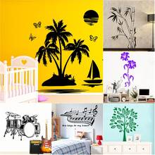 2019 novo vinil adesivos mural árvores música papel de parede decorativo sala estar crianças quarto decoração decalque wallsticker 2024 - compre barato