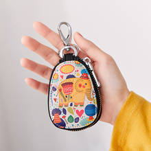 Moda pintada design chave saco para as mulheres pequenas carteiras de couro porta-chaves do carro porta-chaves caso chaveiro de couro bolsa presente 2024 - compre barato