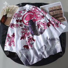 Cárdigan Harajuku para mujer, Kimono japonés con estampado de carpa, camisa holgada, Tops informales para mujer, abrigo Yukata para hombre 2024 - compra barato
