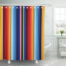 Blue Mexican Stripes for Cinco De Mayo Party Food Shower Curtain Waterproof Fabric 72 x 72 Inches Set with Hooks 2024 - buy cheap