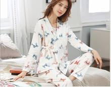 Autumn 3 PCs/Set Cotton Maternity Nursing Sleepwear Breastfeeding Nightwear for Pregnant Pregnancy Breast Feeding Pajamas Suits 2024 - buy cheap