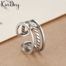 Kindey anéis de prata estilo retrô vintage e prateado, joia com dedos abertos para noivado e mulheres 2024 - compre barato