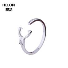 925 Sterling Silver Women Engagement Ring CZ Pearl or Round Bead Semi Mount Ring Adjustable Wholesale 2024 - buy cheap