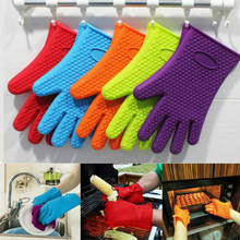1 шт. термостойкие силиконовые кухонные перчатки для барбекю, перчатки для приготовления пищи, рукавица для Гриль-барбекю 2024 - купить недорого
