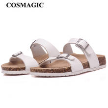 COSMAGIC 2022 New Summer Cork Slippers Women Casual Mixed Color PU Flip Flops Holiday Beach Outside Slides Shoe 2024 - buy cheap