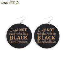 SANSHOOR African Power Words Wood Drop Earrings Craved Black Lives Matter 6cm Size As Women Christmas Gifts 1Pair 2024 - buy cheap