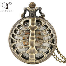 Hollow Skeleton Bronze Quartz Pocket Watch Arabic Numerals Dial Retro Necklace Pocket Clock Vintage Accessory Watch Gifts 2024 - buy cheap