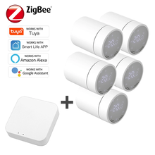 Tuya zigbee 3.0 touchable display controlador de temperatura termostática radiador vida inteligente casa constante radiador alexa google 2024 - compre barato