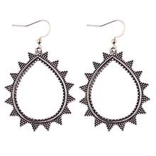 Geometric Water Drop Shape Silver Color Vintage Earrings Gearwheel Ladies Earrings Gypsy Tibetan Jewelry Oorbellen 2024 - buy cheap