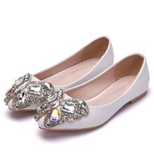 Sapatos baixos de princesa para mulheres, sapatos baixos com laço fofo de strass, sapatos de verão, tamanho grande 2024 - compre barato