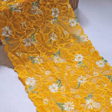 3 размера 19,5 см Широкий цветочный принт Мягкая эластичная кружевная отделка желтый для бюстгальтера белье швейная одежда тянущиеся аксессуары из тканей 2024 - купить недорого
