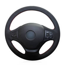 Cubierta de volante cosida a mano de ante negro, accesorios para BMW E90, E91, E92, E93, E87, E81, E82, E88, X1, E84 2024 - compra barato