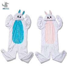 HKSNG Animal Adult Cute Pink Blue Rabbit Onesie Pajamas Flannel Cartoon Family Party Halloween Sleepwear Kigurumi 2024 - buy cheap