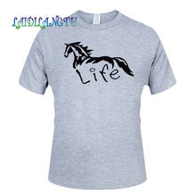 Camiseta masculina de algodão, camiseta da moda cavalo, manga curta, gola redonda, roupa casual de verão 2024 - compre barato