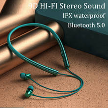 Auriculares inalámbricos con Bluetooth 5,0, cascos deportivos impermeables IPX5, con banda magnética para el cuello y micrófono con cancelación de ruido 2024 - compra barato