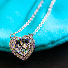 Silver Color Zircon Pendant Necklace for Women Lovely Romantic Heart Cubic Zirconia Charming Clavicle Chain Wedding Necklace 2024 - buy cheap