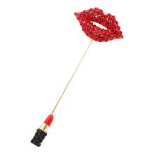 Mulheres Pin Broche Lábios Vermelhos de Batom Strass Incrustados Breastpin Broche Pin Mulheres Cardigan Xale da Mulher acessórios 2024 - compre barato