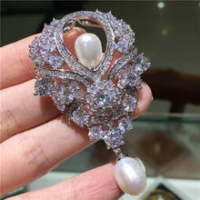 High-grade microscope zircon noble court white natural freshwater pearl brooch fashion jewelry 2024 - buy cheap
