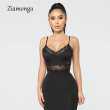 Ziamonga-Body de encaje con corpiño para mujer, Body Sexy con cuello en V, ropa de discoteca sin mangas, Tops Bodycon 2019 2024 - compra barato